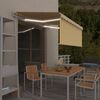vidaXL markise m. gardin+LED+vindsensor 3x2,5 m automatisk gul og hvid