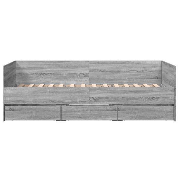 vidaXL daybed med skuffer uden madras 100x200 cm gr&aring; sonoma-eg