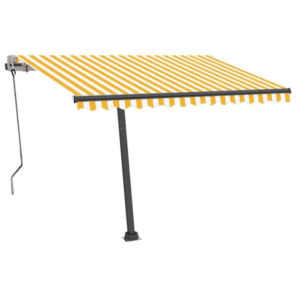 vidaXL fritst&aring;ende markise 350x250 cm automatisk betjening gul og hvid