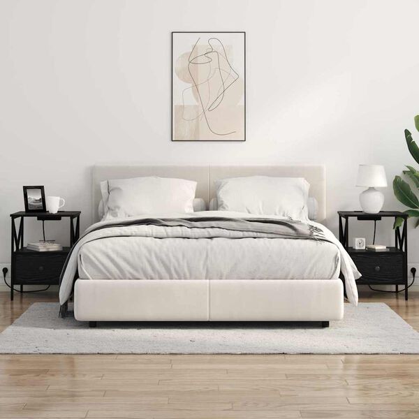 vidaXL Natskab med skuffe Sort eg 41,5 x 40,5 x 55 cm Konstrueret tr&aelig;