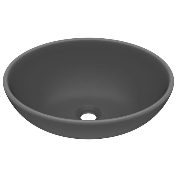 vidaXL luksuriøs håndvask 40x33 cm keramisk oval mat mørkegrå