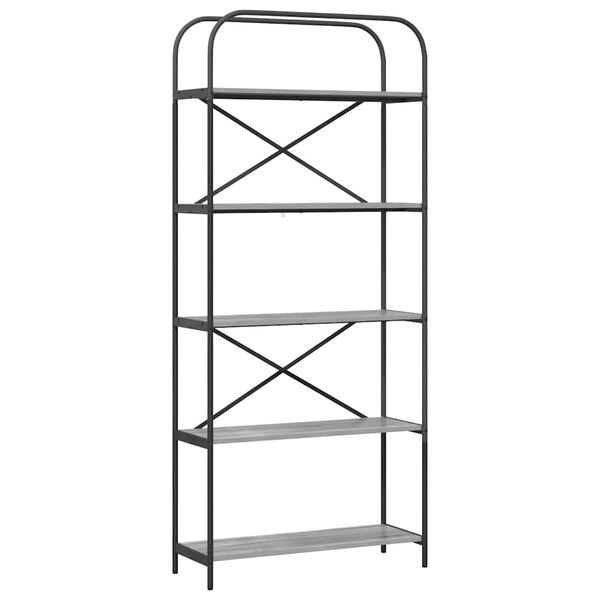 vidaXL Bogreol Gr&aring; Sonoma 80 x 30 x 183 cm Konstrueret tr&aelig;