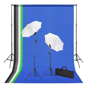 vdaXL fotostudieudstyr med bagt&aelig;pper, lamper og paraplyer