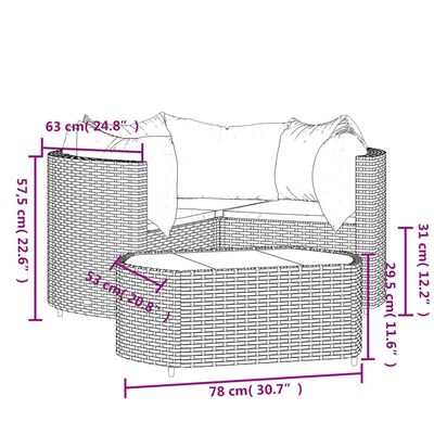vidaXL loungesæt til haven 4 dele med hynder polyrattan grå