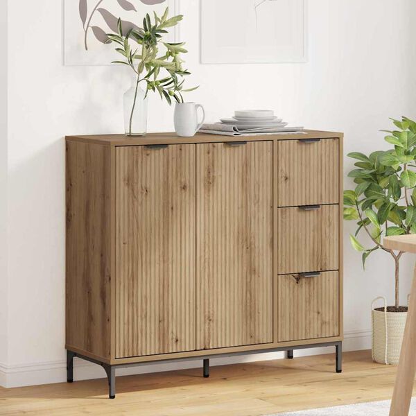 vidaXL Sideboard Artisan Egetr&aelig; 89,5 x 33 x 82 cm Konstrueret tr&aelig;