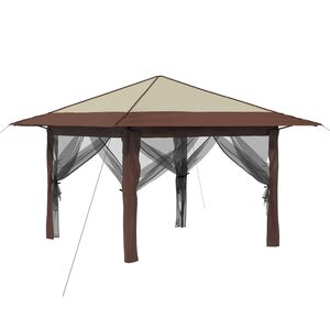 vidaXL Gazebo med 4 Sider Creme og Brun 210D Oxford med s&oslash;lvbel&aelig;gning