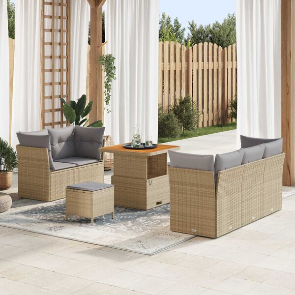 vidaXL Havesofa Sæt 8 pcs Beige polyrattan