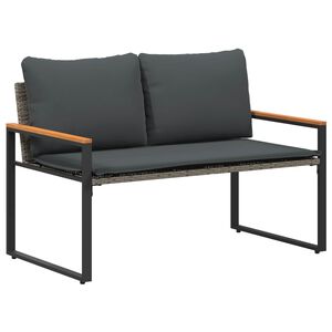 vidaXL b&aelig;nk med pude Gr&aring; og M&oslash;rkegr&aring; 115 x 65 x 72 cm Rattan
