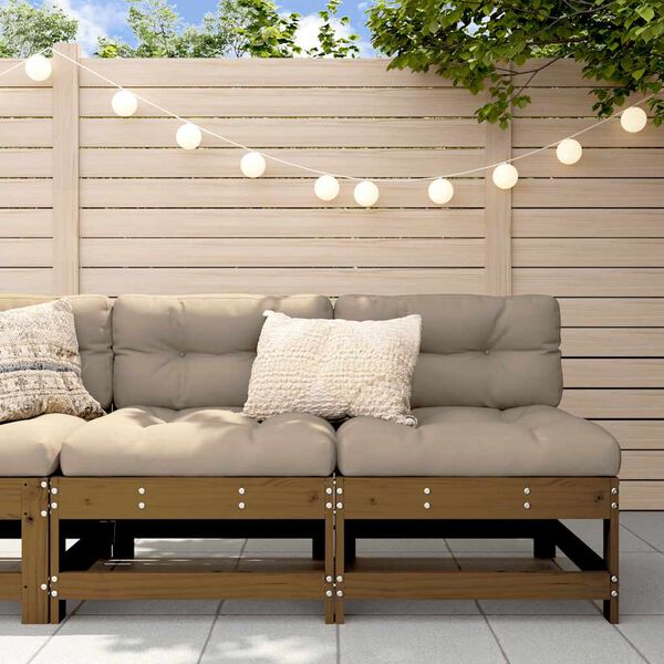 vidaXL midtermoduler til sofa 2 stk. med hynder massivt fyrretræ brun