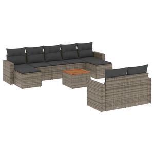 vidaXL sofas&aelig;t til haven 10 dele med hynder polyrattan gr&aring;