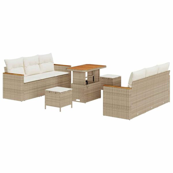 vidaXL Havesofa S&aelig;t med pude 11 pcs Beige og creme polyrattan