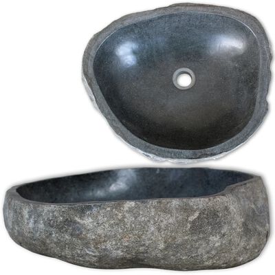 vidaXL håndvask flodsten oval 30-37 cm