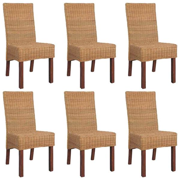 vidaXL spisebordsstole 6 stk. naturligt rattan brun