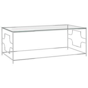 vidaXL sofabord 120x60x45 cm rustfrit st&aring;l og glas s&oslash;lvfarvet