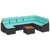vidaXL Havesofa S&aelig;t med pude med opbevaring 9 pcs Sort polyrattan