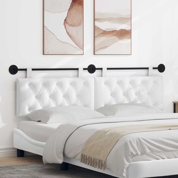 vidaXL H&aelig;ngende Hovedgavl V&aelig;gmonteret Hvid 190 x 55 x 7 cm Stof