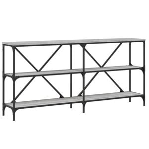 vidaXL konsolbord 160x30x75 cm konstrueret tr&aelig; og jern gr&aring; sonoma-eg