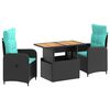 vidaXL Udend&oslash;rs spise s&aelig;t 3 stk. Black and Turquoise 100 x 55 x 73 cm