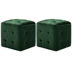 vidaXL puf 2 stk. 30 x 30 x 30 cm fl&oslash;jlsstof gr&oslash;n