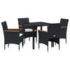 vidaXL Have Spisebordss&aelig;t 5 stk. Sort polyrattan