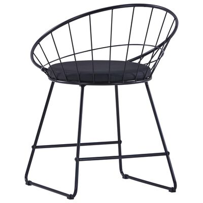vidaXL spisebordsstole med sæder i kunstlæder 2 stk. stål sort