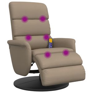 vidaXL massagestol med fodst&oslash;tte kunstl&aelig;der cappuccinofarvet