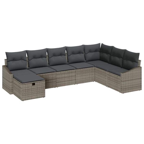 vidaXL Havesofa Sæt med pude 8 pcs Grå 55 x 62 x 69 cm Poly rattan