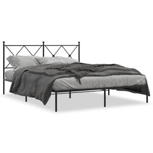 vidaXL sengeramme med sengegavl 160x200 cm metal sort