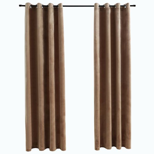 vidaXL m&oslash;rkl&aelig;gningsgardiner 2 stk. med ringe 140 x 245 cm fl&oslash;jl beige