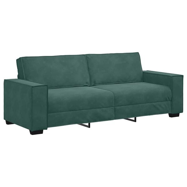 vidaXL 3-personers sofa 220x78x84 cm fl&oslash;jl m&oslash;rkegr&oslash;n