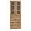 vidaXL Highboard Artisan Egetr&aelig; 69,5 x 34 x 180 cm Konstrueret tr&aelig;