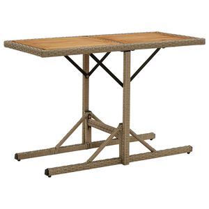 vidaXL havebord massivt akacietr&aelig; og polyrattan beige
