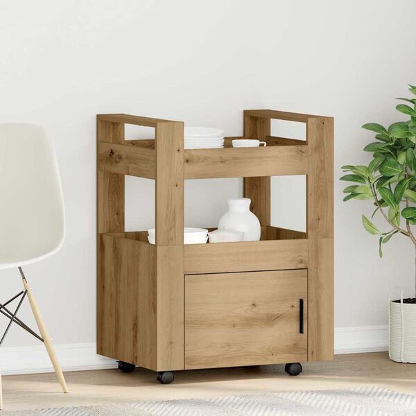 vidaXL Køkkenvogn artisan eg 60 x 45 x 80 cm Konstrueret træ