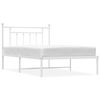 vidaXL sengeramme med sengegavl 100x200 cm metal hvid