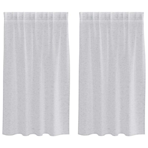 vidaXL Voile Gardin med gardiner 2 pcs Lysegr&aring; 140 x 140 cm Polyester