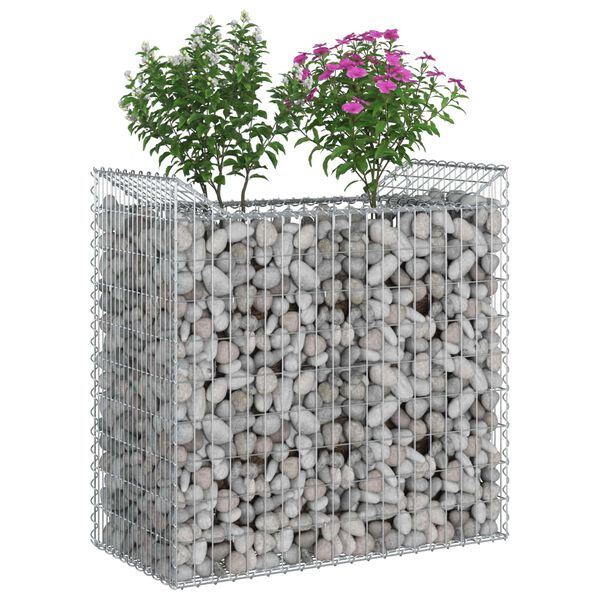 vidaXL Gabion h&oslash;jbed S&oslash;lv 50 x 100 x 100 cm Galvaniseret st&aring;l