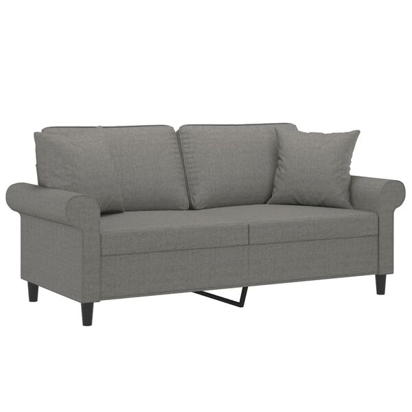 vidaXL 2-personers sofa med puder og hynder 140 cm stof m&oslash;rkegr&aring;