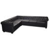 vidaXL Chesterfield 6-personers hj&oslash;rnesofa kunstl&aelig;der sort
