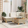 vidaXL haveskammel med hynde 63,5x56x32 cm polyrattan beige