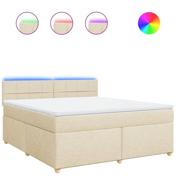 vidaXL kontinentalseng med madras 180x200 cm stof cremefarvet
