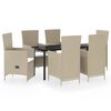 vidaXL spisebordssæt til haven 7 dele med hynder beige