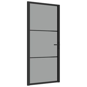 vidaxL d&oslash;r 93x201,5 cm sikkerhedsglas og aluminium sort