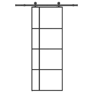 vidaXL skyded&oslash;r med hardwares&aelig;t 76x205 cm sikkerhedsglas aluminium