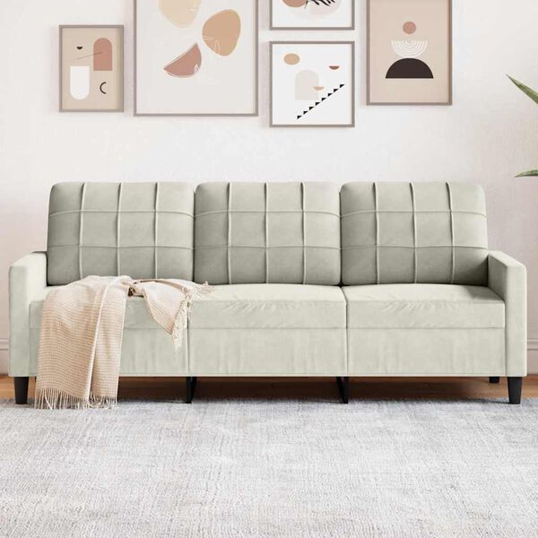 vidaXL 3-personers sofa 180 cm fløjl cremefarvet