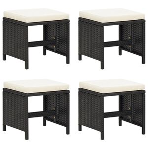 vidaXL haveskamler 4 stk. med hynder polyrattan sort