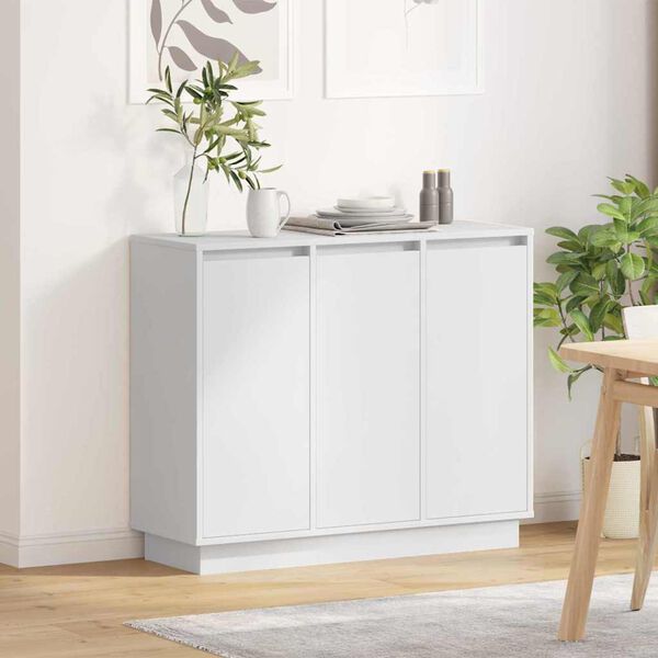 vidaXL LED Sideboard med hylde Hvid 90 x 32 x 75 cm Konstrueret træ
