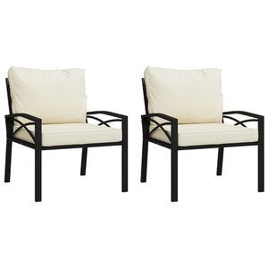 vidaXL havestole 2 stk. med sandfarvede hynder 68x76x79 cm st&aring;l