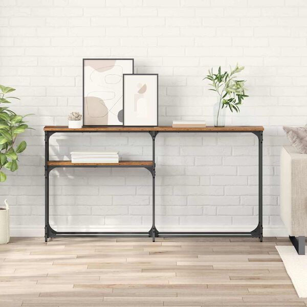 vidaXL Konsolbord Gammelt tr&aelig; 145x22.5x75cm Konstrueret tr&aelig;