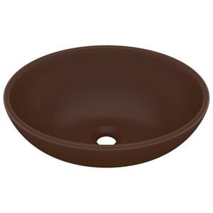 vidaXL luksuri&oslash;s h&aring;ndvask 40x33 cm keramisk oval mat m&oslash;rkebrun
