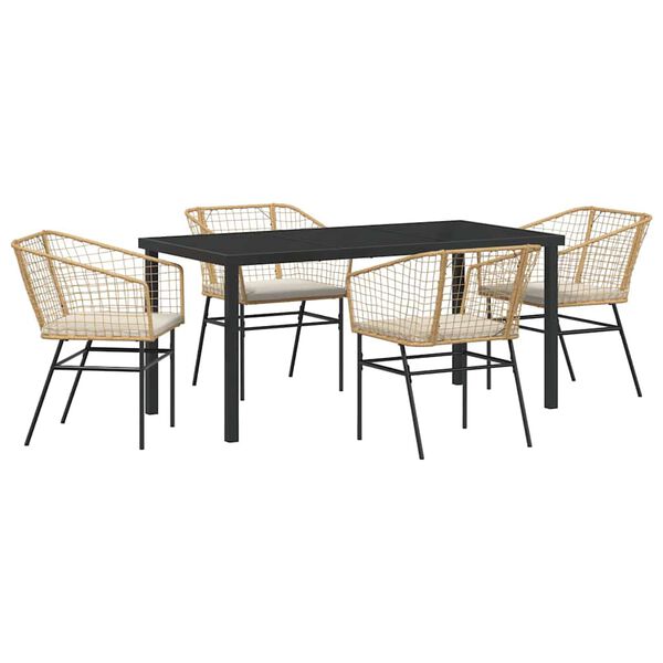 vidaXL Have Spisebordss&aelig;t 5 pcs Brun polyrattan